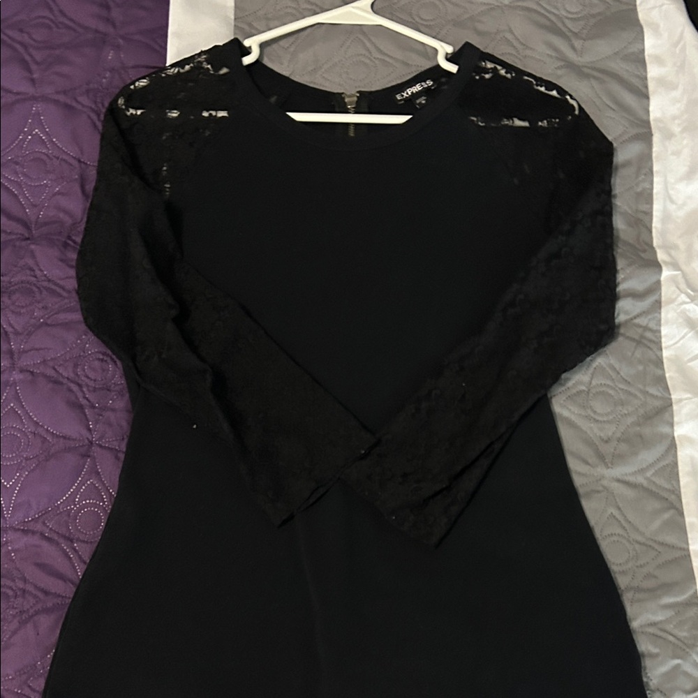 Express Black Lace Long Sleeve Top